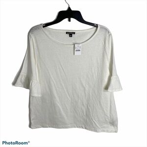 J.Crew Flutter Sleeve White Top NWT XXL Women’s